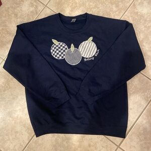 “Feeling Blue” Patchwork Hand Embroidered Crewneck